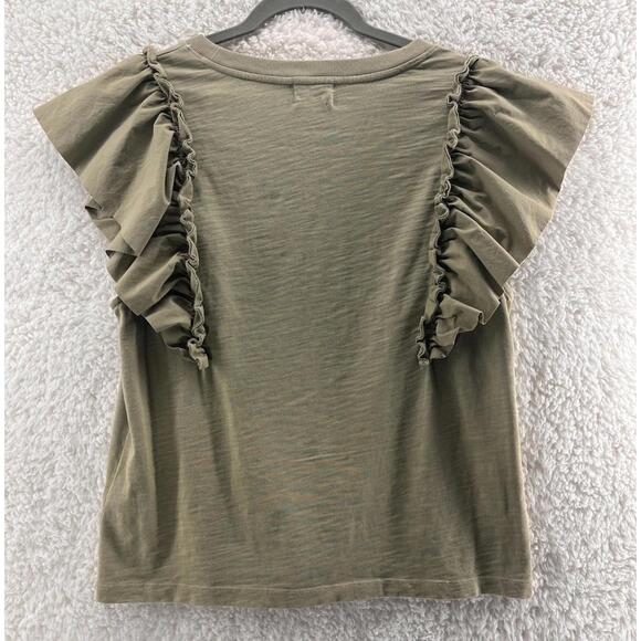 NATION LTD Para Boxy Tee Women's M Blouse Flounce Sleeve Knit Ruffle Sage Green - Picture 7 of 7